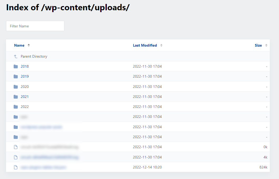 uploadsフォルダが丸見え